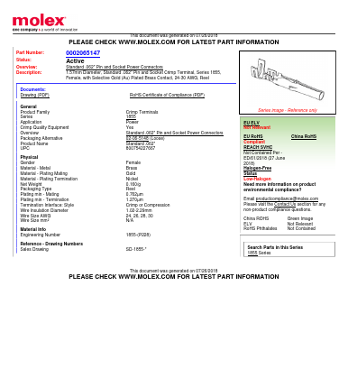 0002065147 Datasheet PDF Molex Connectors