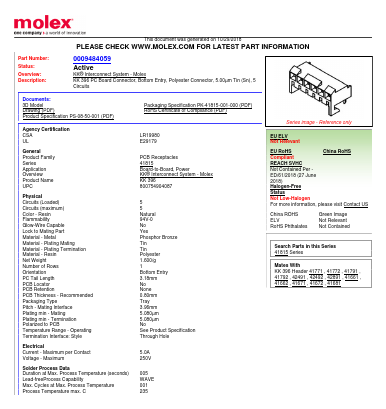 0009484059 Datasheet PDF Molex Connectors