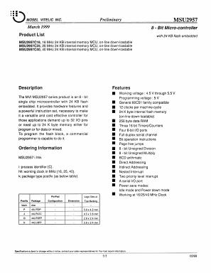 MSU2957 Datasheet PDF Mosel Vitelic Corporation 