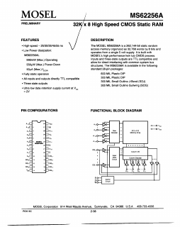 MS62256AL-30 Datasheet PDF Mosel Vitelic Corporation 
