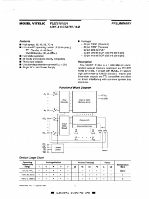 V62C5181024LL-55W Datasheet PDF Mosel Vitelic Corporation 
