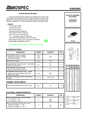 S30D200C Datasheet PDF Mospec Semiconductor
