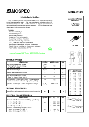 MBRA10100L Datasheet PDF Mospec Semiconductor