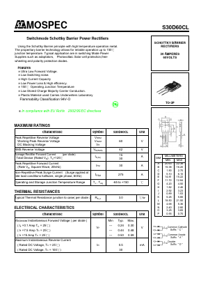 S30D60CL Datasheet PDF Mospec Semiconductor