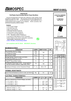 MBRF10100CL Datasheet PDF Mospec Semiconductor