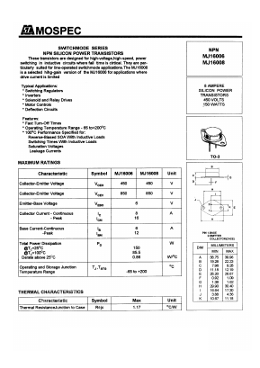 MJ16008 Datasheet PDF Mospec Semiconductor