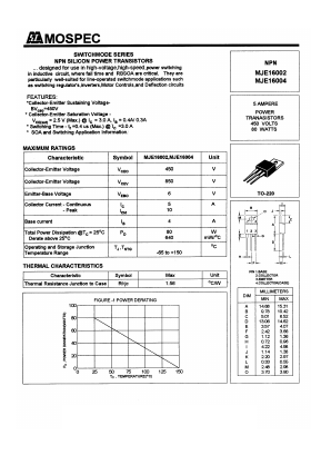 MJE16004 Datasheet PDF Mospec Semiconductor