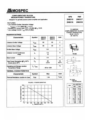 2N6315 Datasheet PDF Mospec Semiconductor