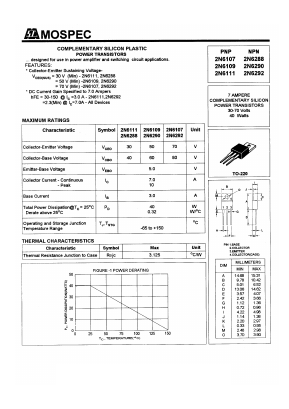 2N6290 Datasheet PDF Mospec Semiconductor