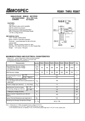 RS806 Datasheet PDF Mospec Semiconductor