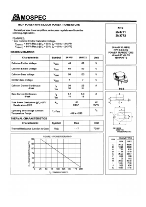 2N3772 Datasheet PDF Mospec Semiconductor