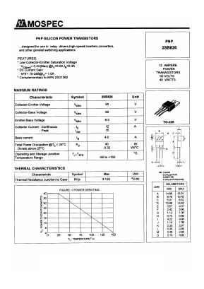 B826S Datasheet PDF Mospec Semiconductor