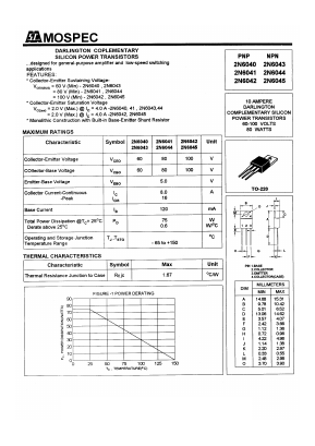 2N6041 Datasheet PDF Mospec Semiconductor