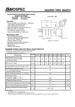 GBJ25005 Datasheet PDF Mospec Semiconductor