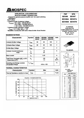 BDV67B Datasheet PDF Mospec Semiconductor