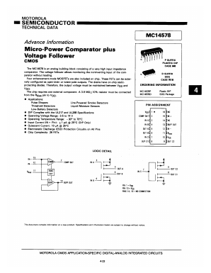 MC14578P Datasheet PDF Motorola => Freescale