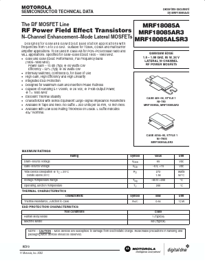 MRF18085AR3 Datasheet PDF Motorola => Freescale