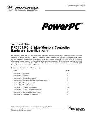 MPC106 Datasheet PDF Motorola => Freescale
