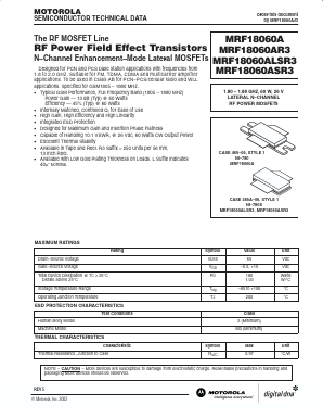 MRF18060ASR3 Datasheet PDF Motorola => Freescale