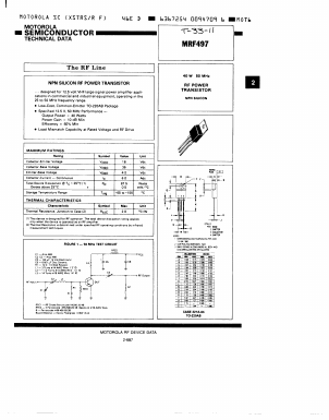 MRF497 Datasheet PDF Motorola => Freescale
