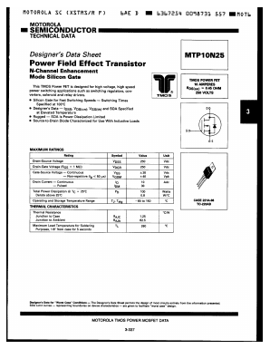 MTP10N25 Datasheet PDF Motorola => Freescale