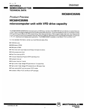 MC68HC05M6 Datasheet PDF Motorola => Freescale
