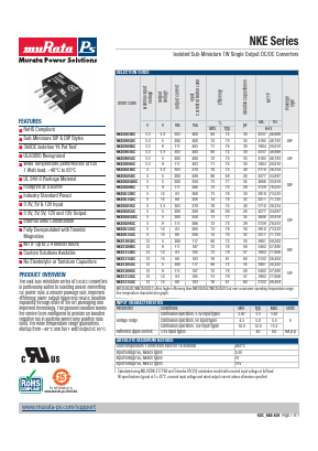 NKE0303SC Datasheet PDF Murata Power Solutions