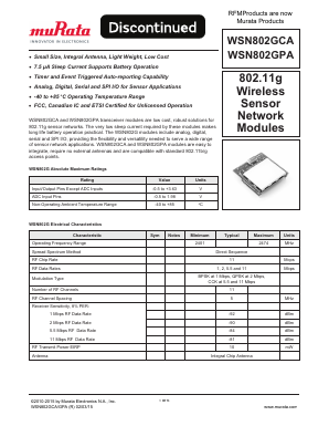 WSN802GPA Datasheet PDF Murata Manufacturing