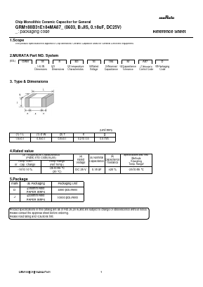 GRM188B31E184MA87D Datasheet PDF Murata Manufacturing