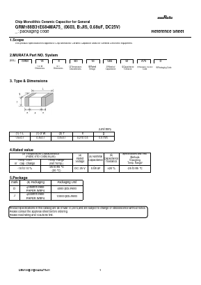 GRM188B31E684MA75 Datasheet PDF Murata Manufacturing