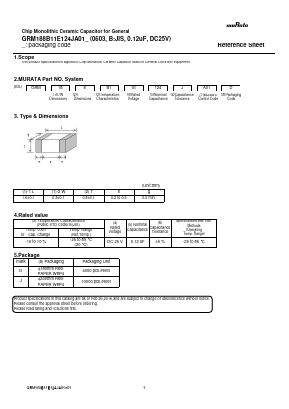 GRM188B11E124JA01D Datasheet PDF Murata Manufacturing