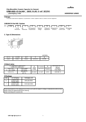 GRM188B11E104JA01 Datasheet PDF Murata Manufacturing