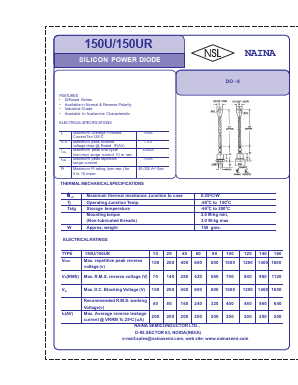 150UR140 Datasheet PDF Naina Semiconductor ltd.