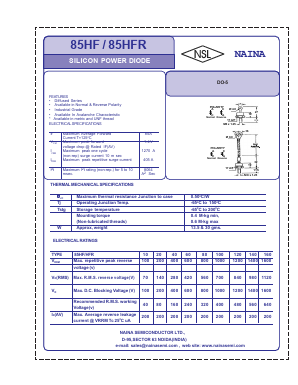 85HFR20 Datasheet PDF Naina Semiconductor ltd.