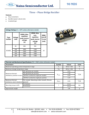 90MDS120 Datasheet PDF Naina Semiconductor ltd.