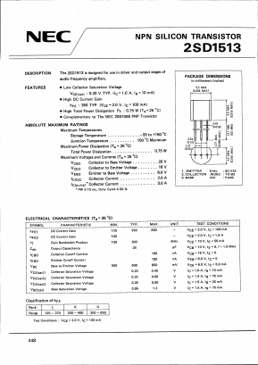 2SD1513 Datasheet PDF NEC => Renesas Technology