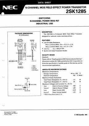 2SK1285 Datasheet PDF NEC => Renesas Technology