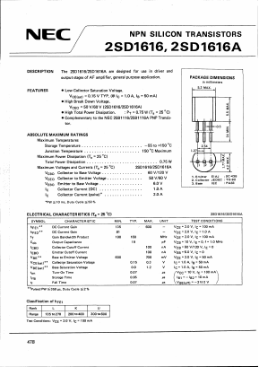 D1616A Datasheet PDF NEC => Renesas Technology