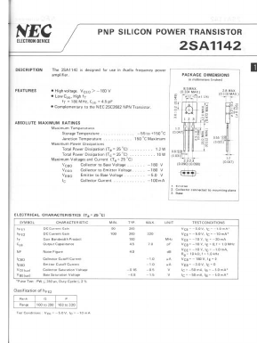 A1142 Datasheet PDF NEC => Renesas Technology
