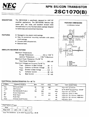 2SC1070B Datasheet PDF NEC => Renesas Technology