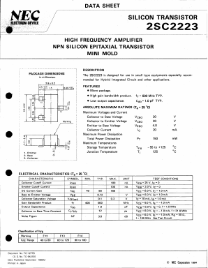 2SC2223-T1B Datasheet PDF NEC => Renesas Technology