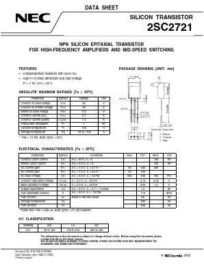 2SC2721-T Datasheet PDF NEC => Renesas Technology