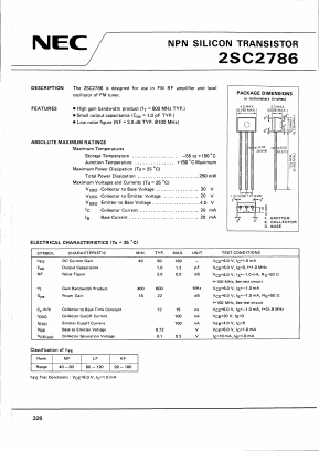 2SC2786KF Datasheet PDF NEC => Renesas Technology