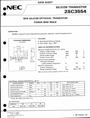 2SC3554-T2 Datasheet PDF NEC => Renesas Technology