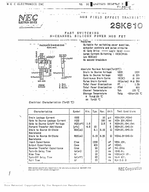 2SK810 Datasheet PDF NEC => Renesas Technology
