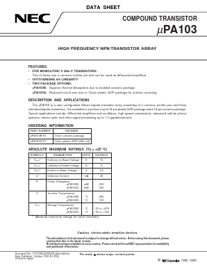 UPA103G Datasheet PDF NEC => Renesas Technology