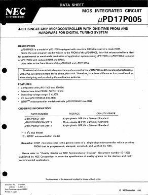 UPD17P005GF-XXX-3B9 Datasheet PDF NEC => Renesas Technology