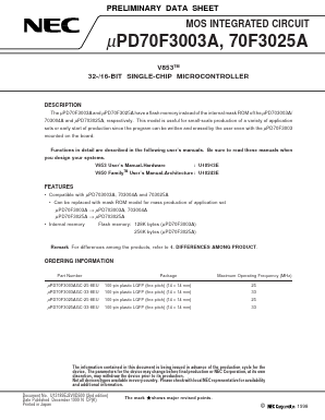 UPD70F3025AGC-25-8EU Datasheet PDF NEC => Renesas Technology