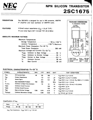 C1675 Datasheet PDF NEC => Renesas Technology