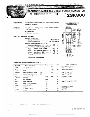 2SK800 Datasheet PDF NEC => Renesas Technology